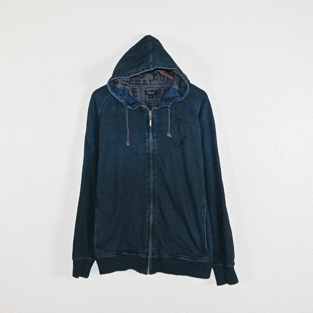 Warhal Factory x Levi's Zip Up Hoodie Sweatshirt Indigo Dyed Cotton size XL